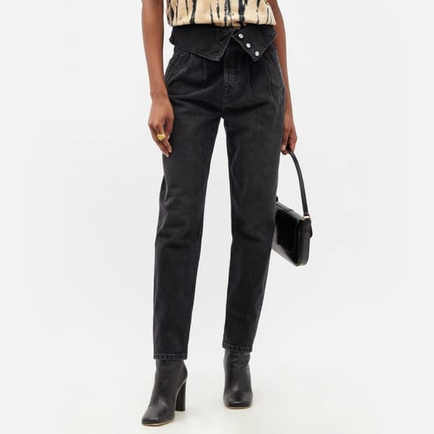 리던 폴드 오버 블랙 데님 진 (24)