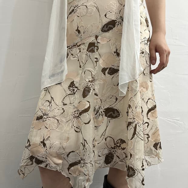 flower oriental midi skirt