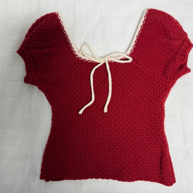 시눈 PUFF HALF KNIT TOP