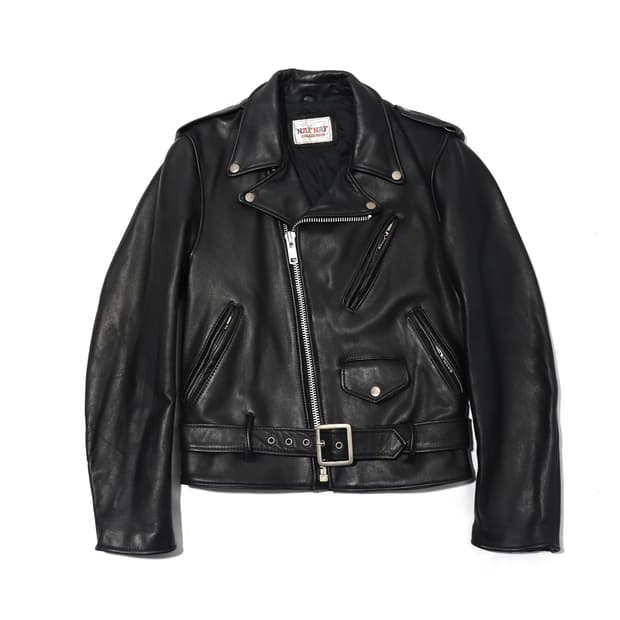 NAF NAF 90s 카우레더 라이더 재킷 women Free