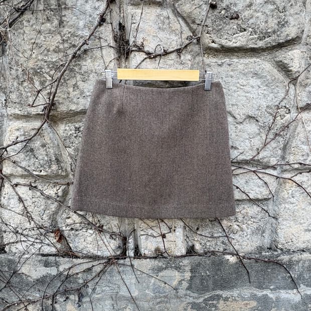 빈티지 울 해링본 A라인 미니스커트
