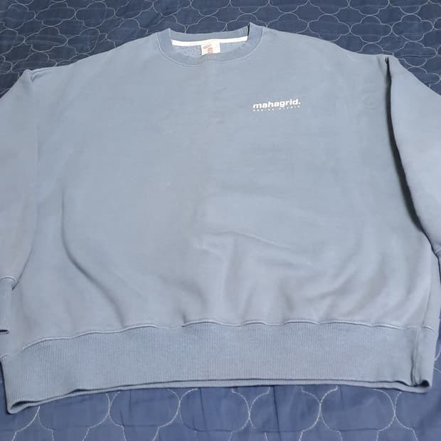 마하그리드 오버핏 기모 맨투맨 스카이블루 (S)