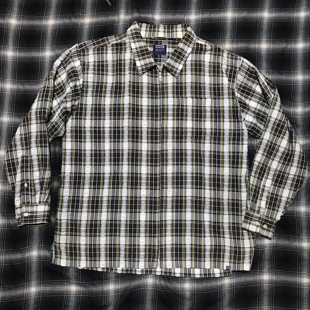 재팬 90s 우라하라 바이브 엠보싱 오버핏 셔츠형 체크 자켓