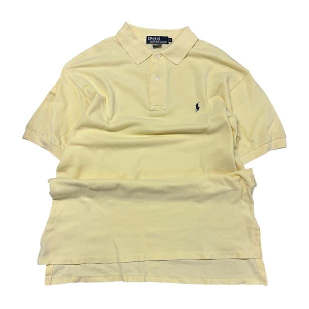 XL) 폴로 랄프로렌 90s USA 생산 레몬 옐로우 카라 반팔티 T-1