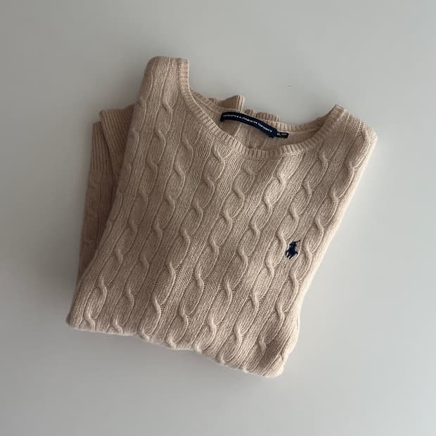 폴로 랄프로렌 크림 메리노울 케이블 니트 스웨터 XL
