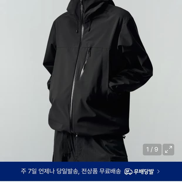 무신사 스탠다드 쉘터 윈드브레이커 블랙 색상 M 사이즈입니다