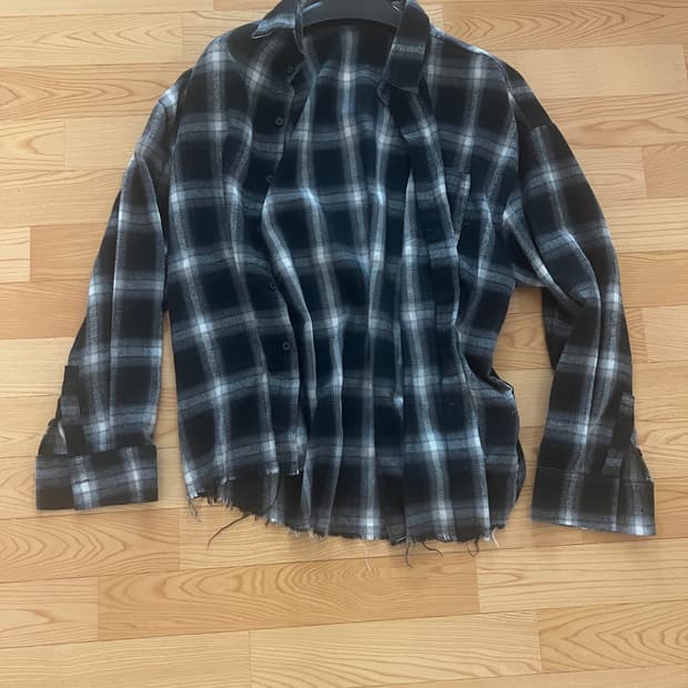 빈티지 데미지 체크 셔츠