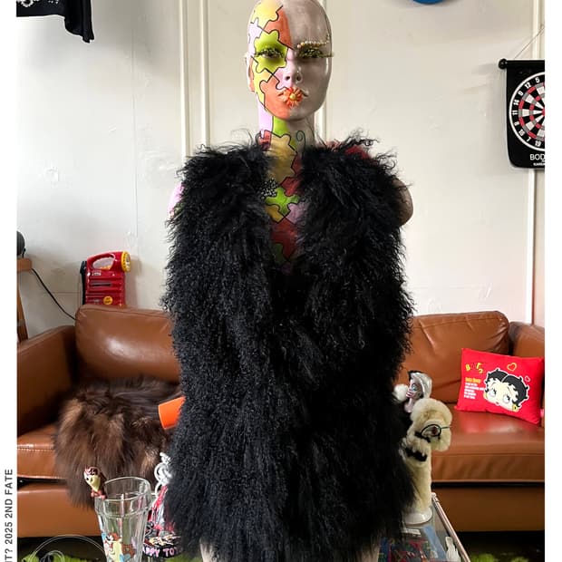 SNIDEL スナイデル Japan Black Long Fur Vest