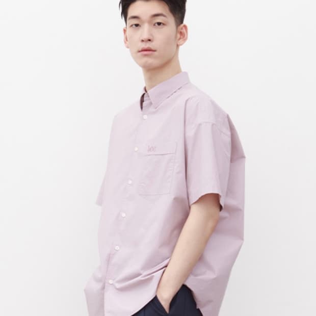 [Lee] 리 페이퍼 코튼 오버핏 반팔 셔츠 핑크