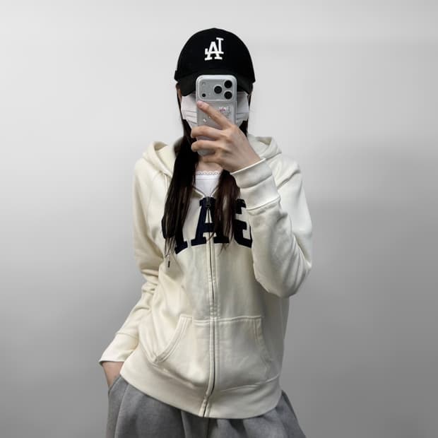 갭 gap 스펠 로고 후드집업 아이보리