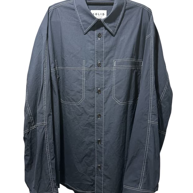 솔리드옴므 25ss 화이트 스티치 셔츠 네이비 52