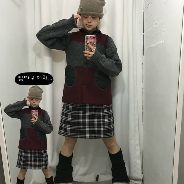 🍄버건디 체크 소녀 코디 세트 🍄