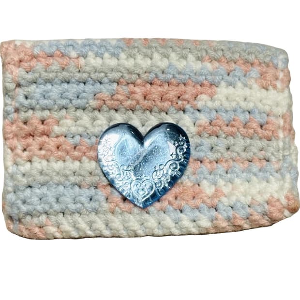 핸드메이드 하트 코바늘 뜨개 지갑