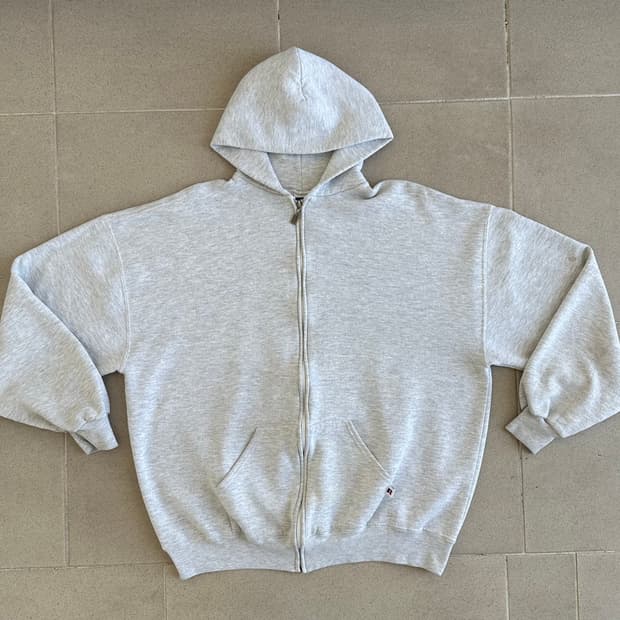 90s 빈티지 러셀 후드집업 그레이 XXL USA