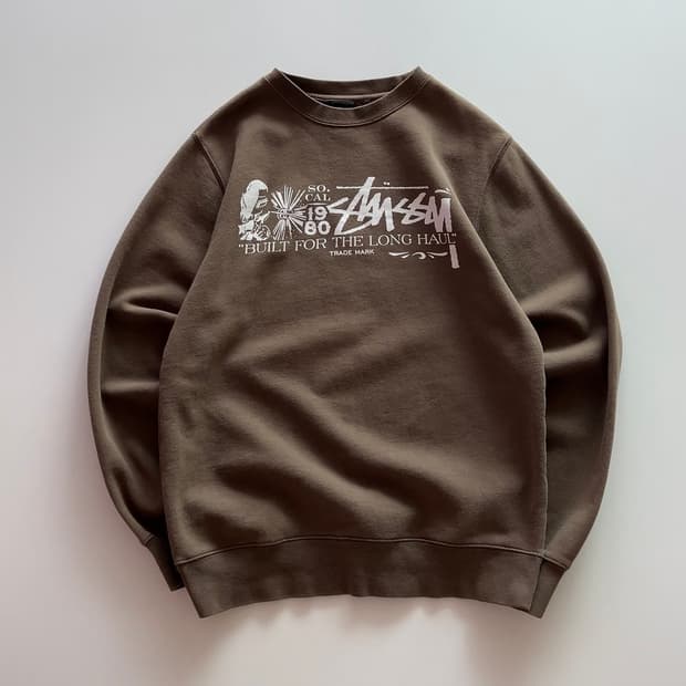 스투시 00s 카키 맨투맨 M