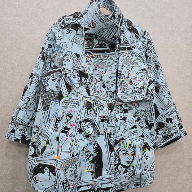 FRONT STREET 8 코믹 프린팅 페인트 포인트 유니크 자켓