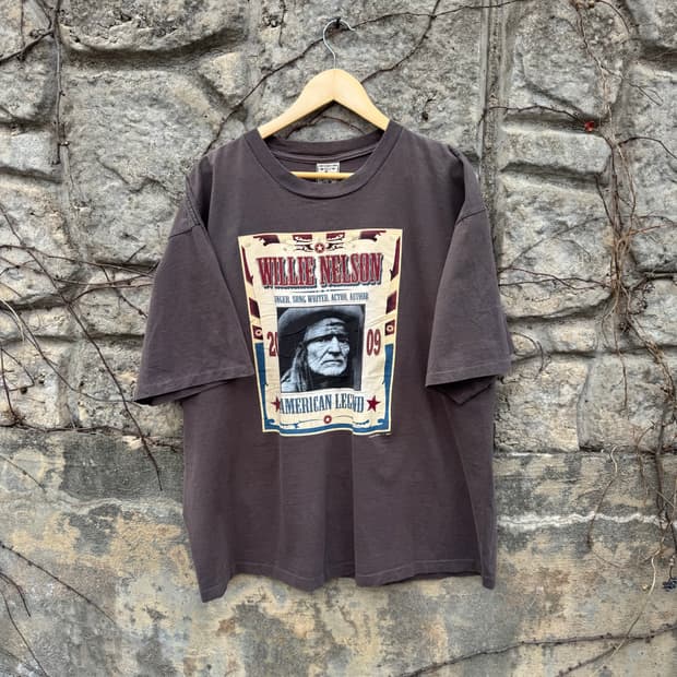 2009 윌리 넬슨 투어 기념 웨스턴 싱글스티치 usa 반팔 티셔츠