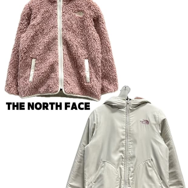 (140) 노스페이스 키즈 리버시블 양털 셰르파 후드자켓 베이비핑크