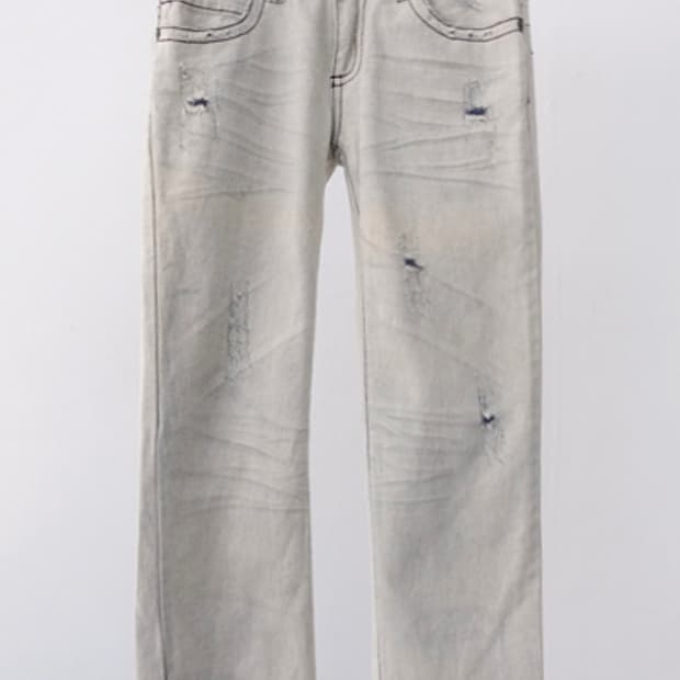 화이트 연청 데님 청바지