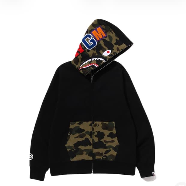 베이프 샤크 풀 집 후드 블랙 XL