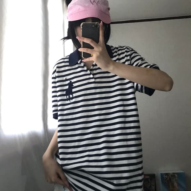 폴로 스트라이프 빅포니 반팔티셔츠