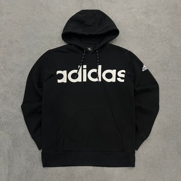 95 아디다스 블랙 로고 후드티