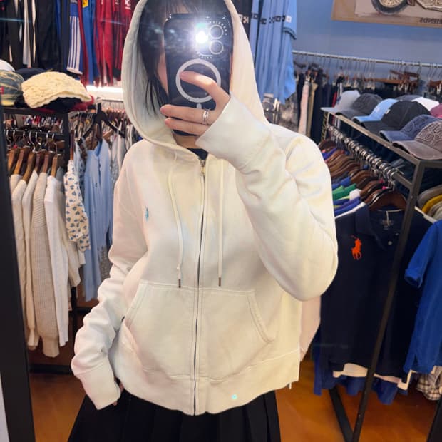 폴로 랄프로렌 화이트 집업 후드