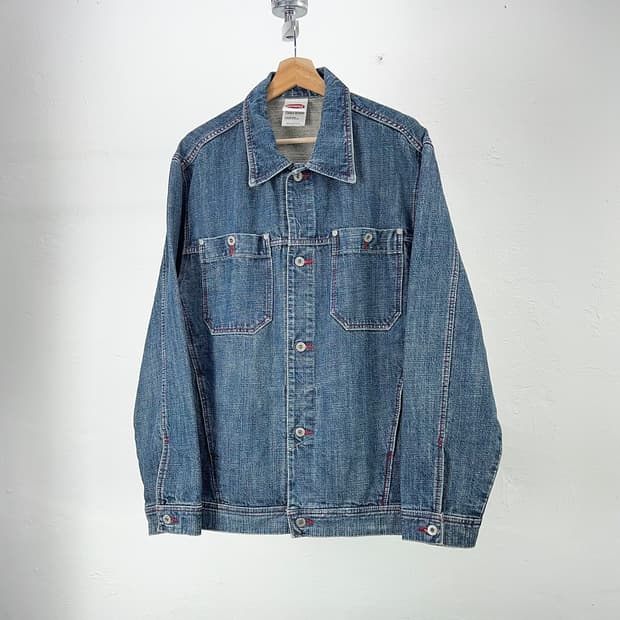 90s 마스터피스 레드 스티치 데님 트러커 자켓