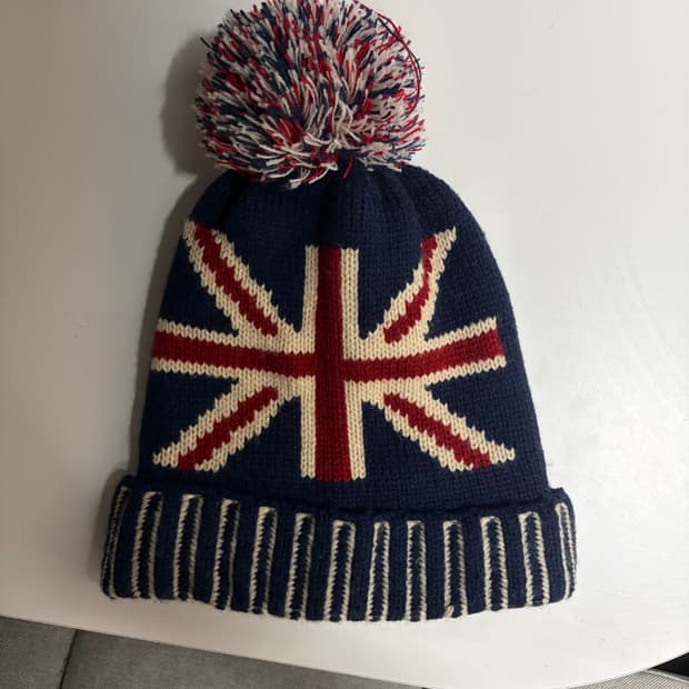 빈티지 유니언잭 폼폼 비니