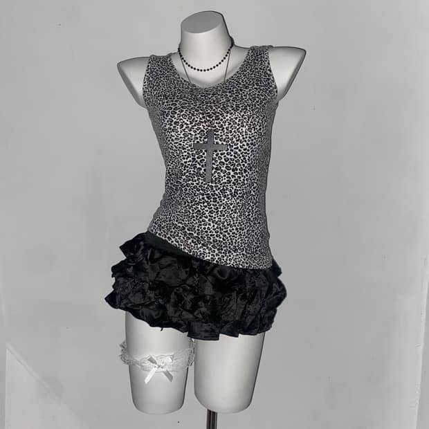 Leopard Cross-Bac Sleeveless Top