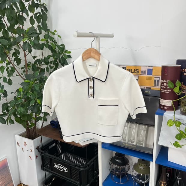 산드로 크롭 폴로 니트탑 1