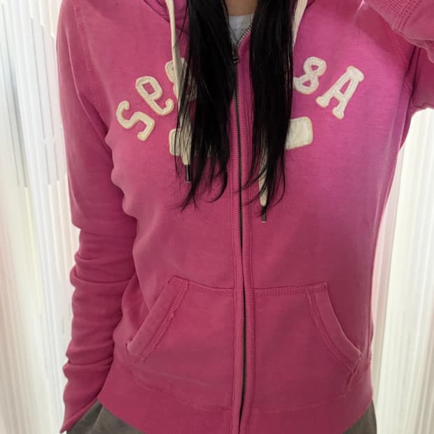 대장템 슬림핏 아베크롬비 핑크 후드집업 m