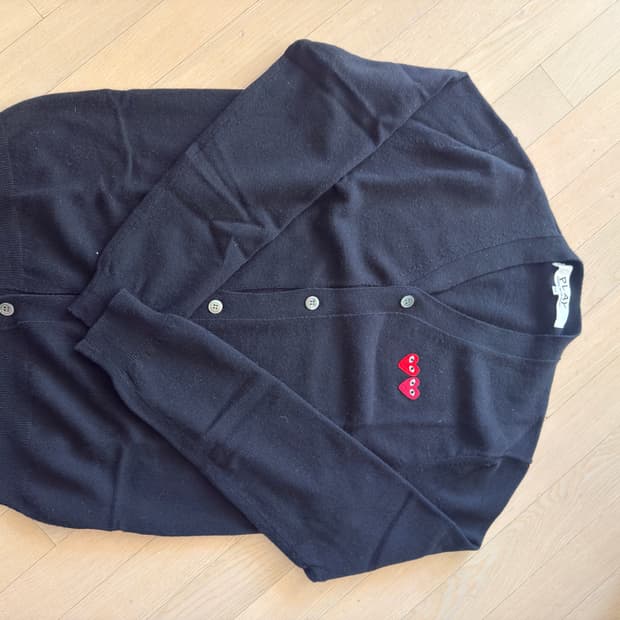 꼼데가르송 브이넥 가디건 / 블랙 / 2XL