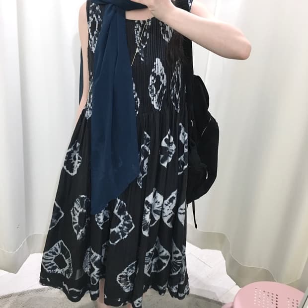 Tie-Dye Pintuck Silk Dress