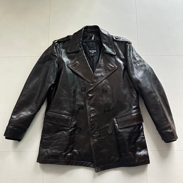 90s 폴로 진스 랄프로렌 레더 가죽 피코트 (M)