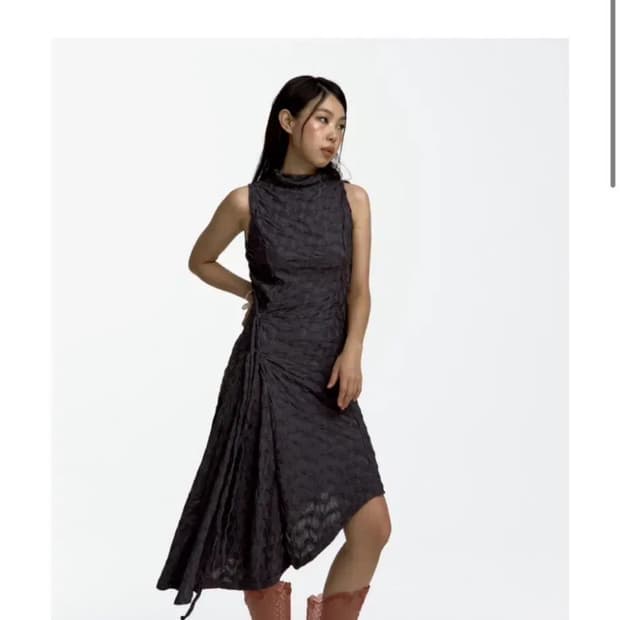 카시코 원피스 Asymmetric Draped Dress Gray