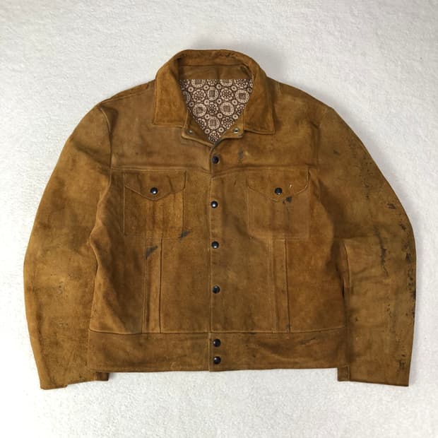 1970s 구케이 더티워시드 레더 트러커 자켓 