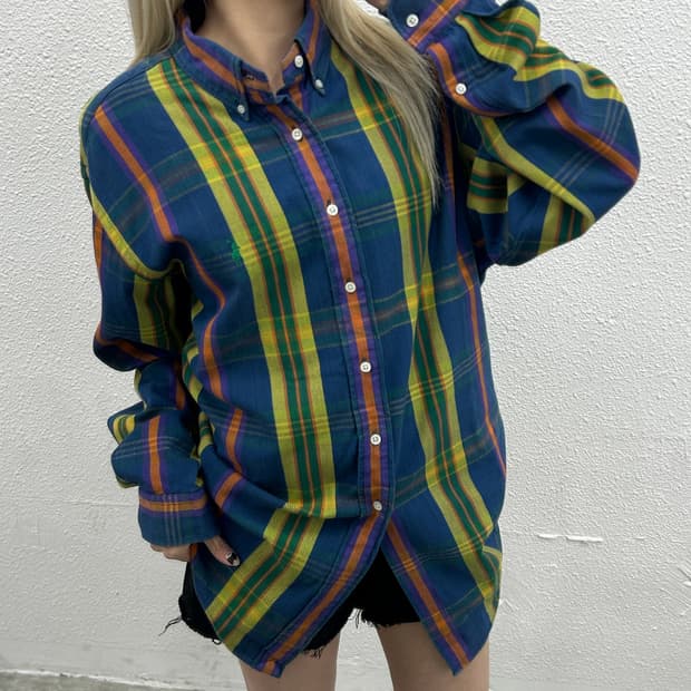 폴로 랄프로렌 그린포니 그린 타탄체크 셔츠 105