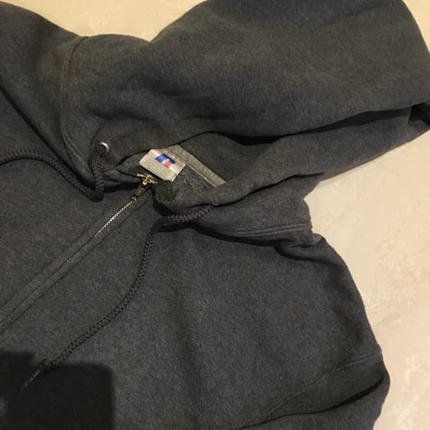 빈티지 러셀 에슬레틱 후드집업 다크그레이 M