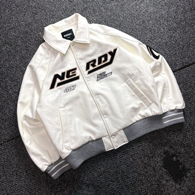 널디 에코 빅로고 레이싱 비건 레더 자켓 3146