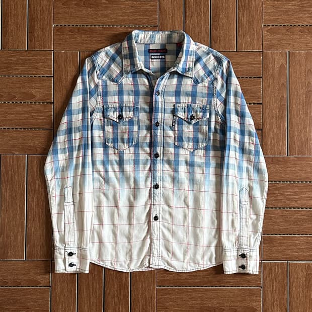 Blue Blue Japan check western shirts
