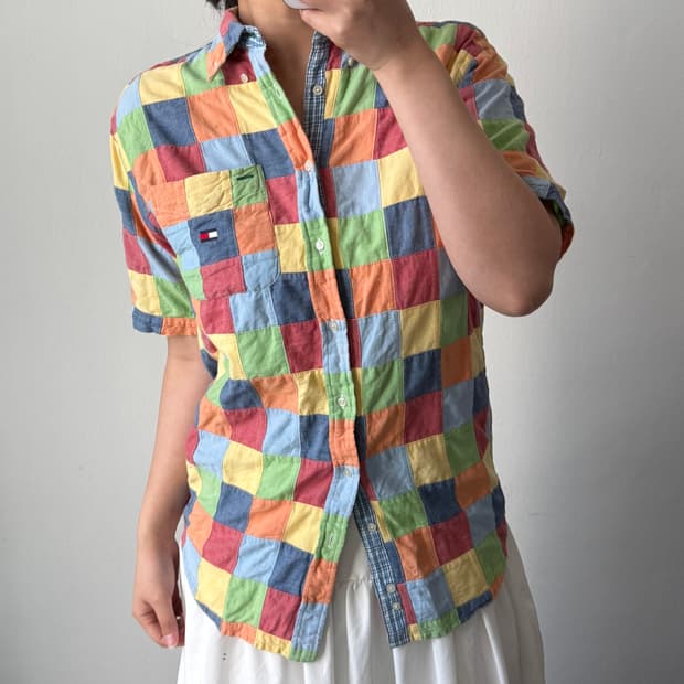 [L] 타미힐피거 패치워크 반팔 셔츠