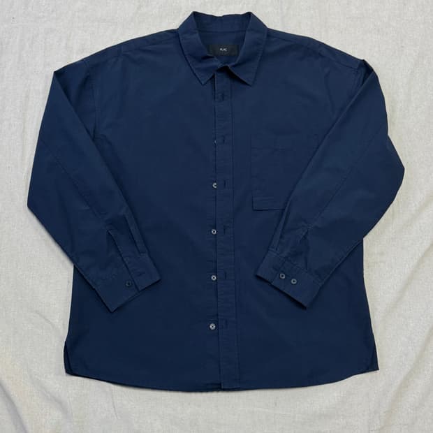 플랙진 바스락 네이비 워싱 셔츠 L(105)