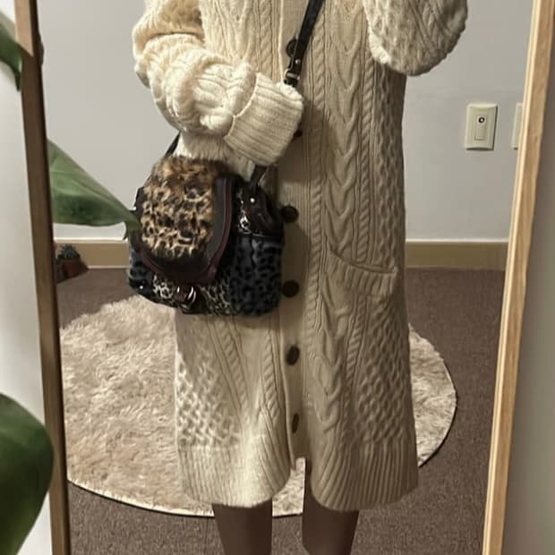 후드 빈티지 니트원피스 