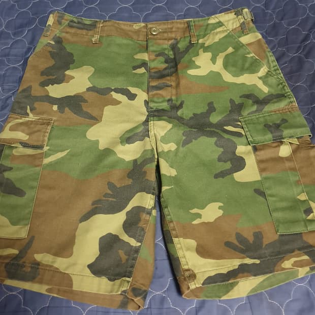 로스코 B.D.U 밀리터리 카모 사이드조절끈 카고 쇼트팬츠 카키 (M)