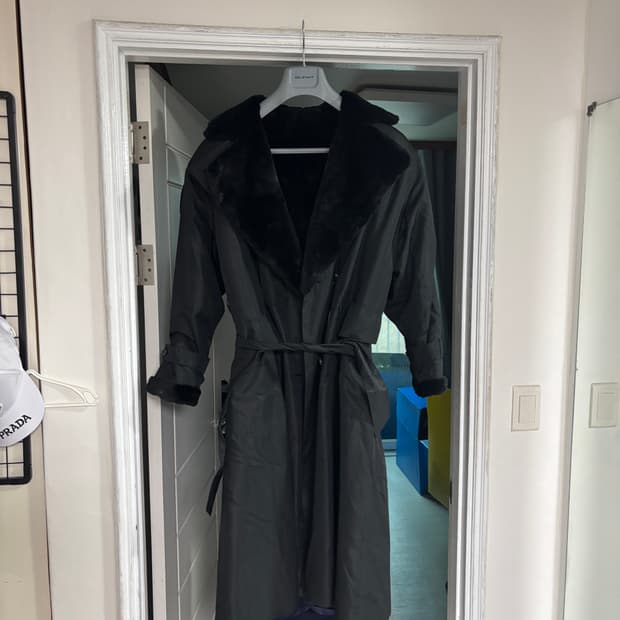 뉴트리아 비버 퍼 라이닝 무스탕 롱코트 남성 2xl - 3xl