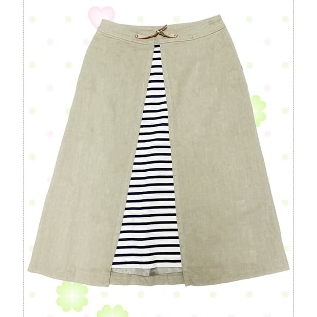 베이지 마린 스트라이프 스커트