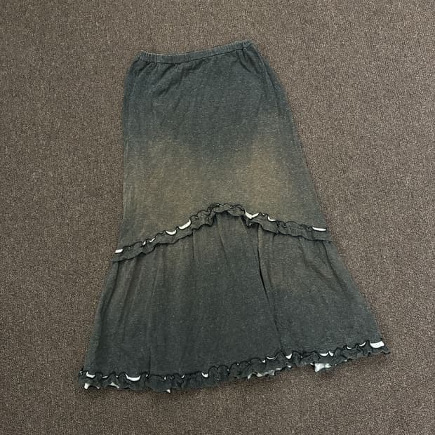 OS)Ingeborg 빈티지 여성 프릴 디테일 롱스커트
