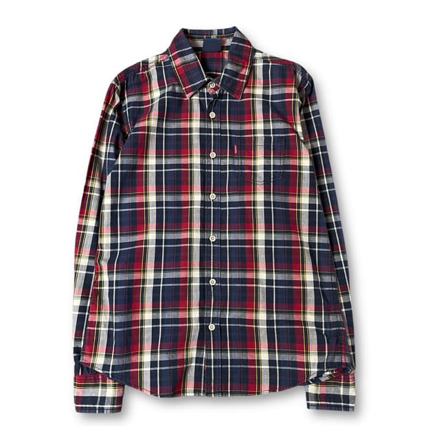  디키즈 블루 레드 체크 긴팔 셔츠 L