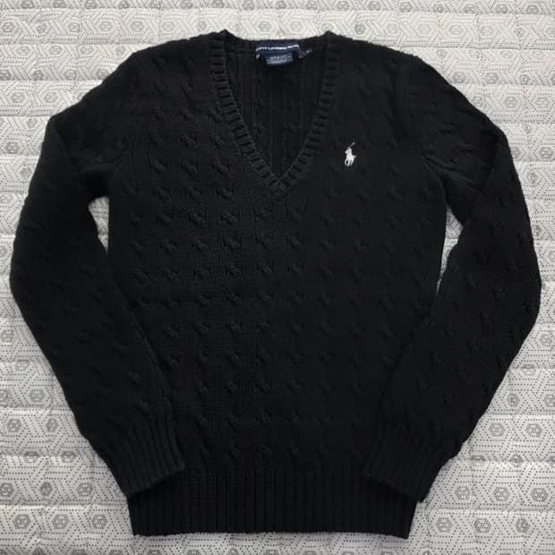 폴로 V넥 꽈배기 니트 ~55